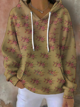 Sweat à capuche imprimé floral bohème femme